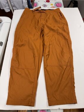 PrAna Stretch Zion Cinch Pant Womens Large Tawny Brown Pockets Belted Hiking